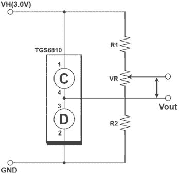 Типичная измерительная схема для сенсора TGS6810-D00